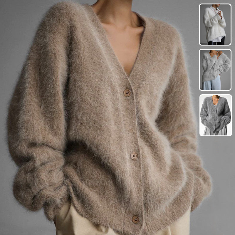 Loom & Soul™ Women’s Loose V-Neck Cardigan – Long Sleeve Knitted Button Sweater Top