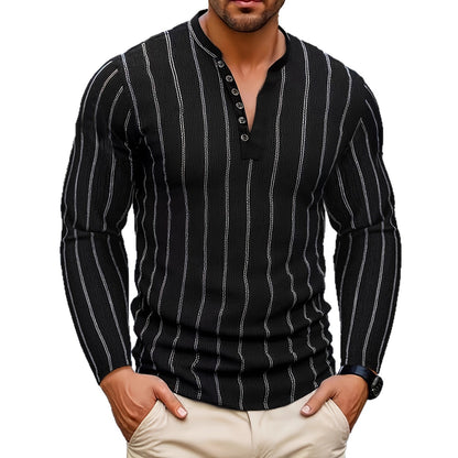 Men’s Striped Crew Neck Long Sleeve – Slim Fit Casual Pullover