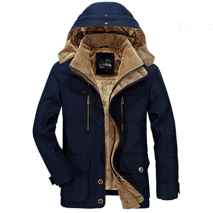 Manteau en coton à capuche pour homme – Cardigan d'hiver épais multi-poches