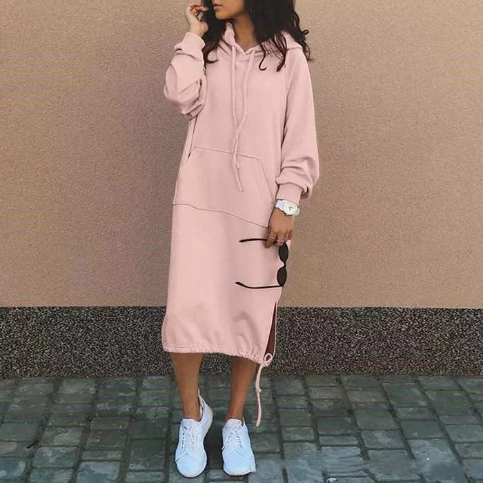 Women’s Hooded Long Sweatshirt – Drawstring Pocket Casual Fit