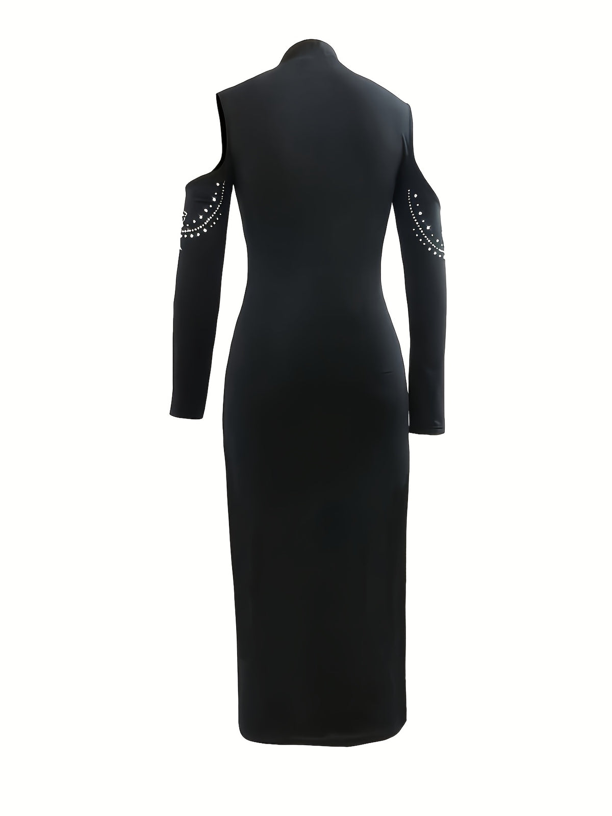Robe de soirée moulante ornée de strass – Élégante robe longue à épaules dénudées