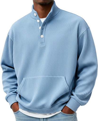 Men’s Solid Color Turtleneck Sweatshirt – Long Sleeve Casual Polo