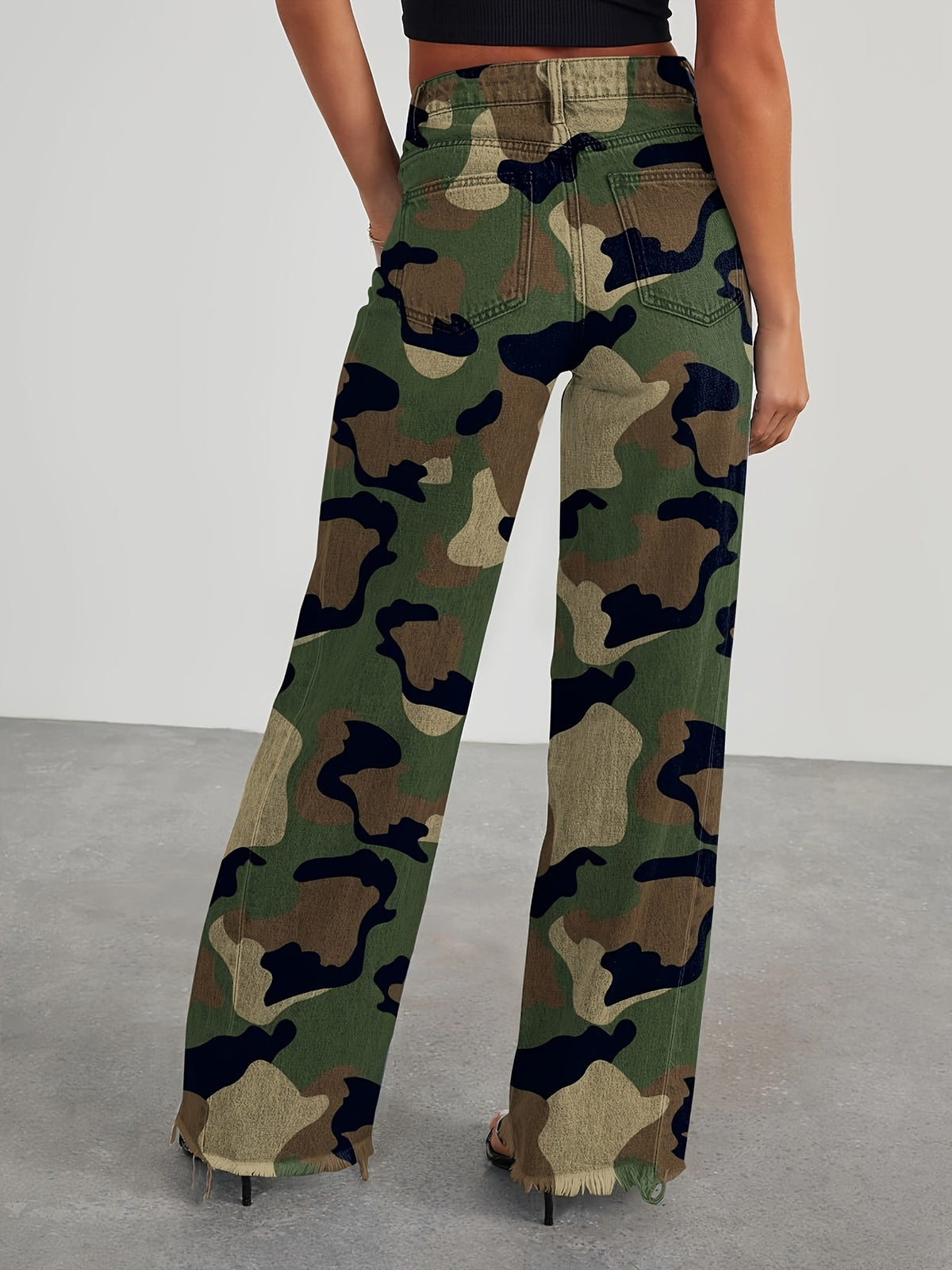 Jean taille haute ample pour femme – Denim décontracté extensible