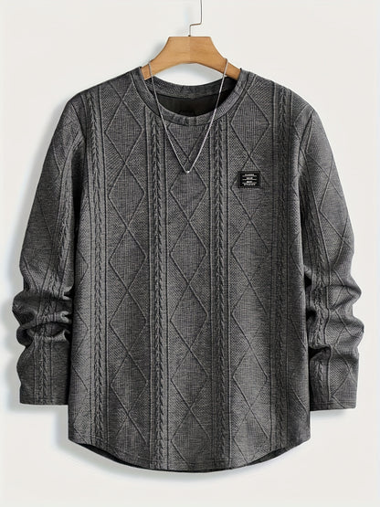 Sweat-shirt ras du cou géométrique pour homme – Pull décontracté à manches longues
