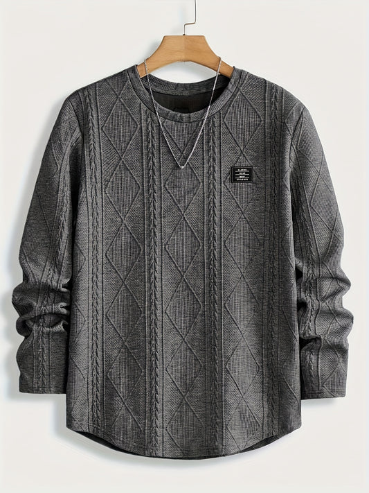 Men’s Geometric Crew Neck Sweatshirt – Long Sleeve Casual Pullover
