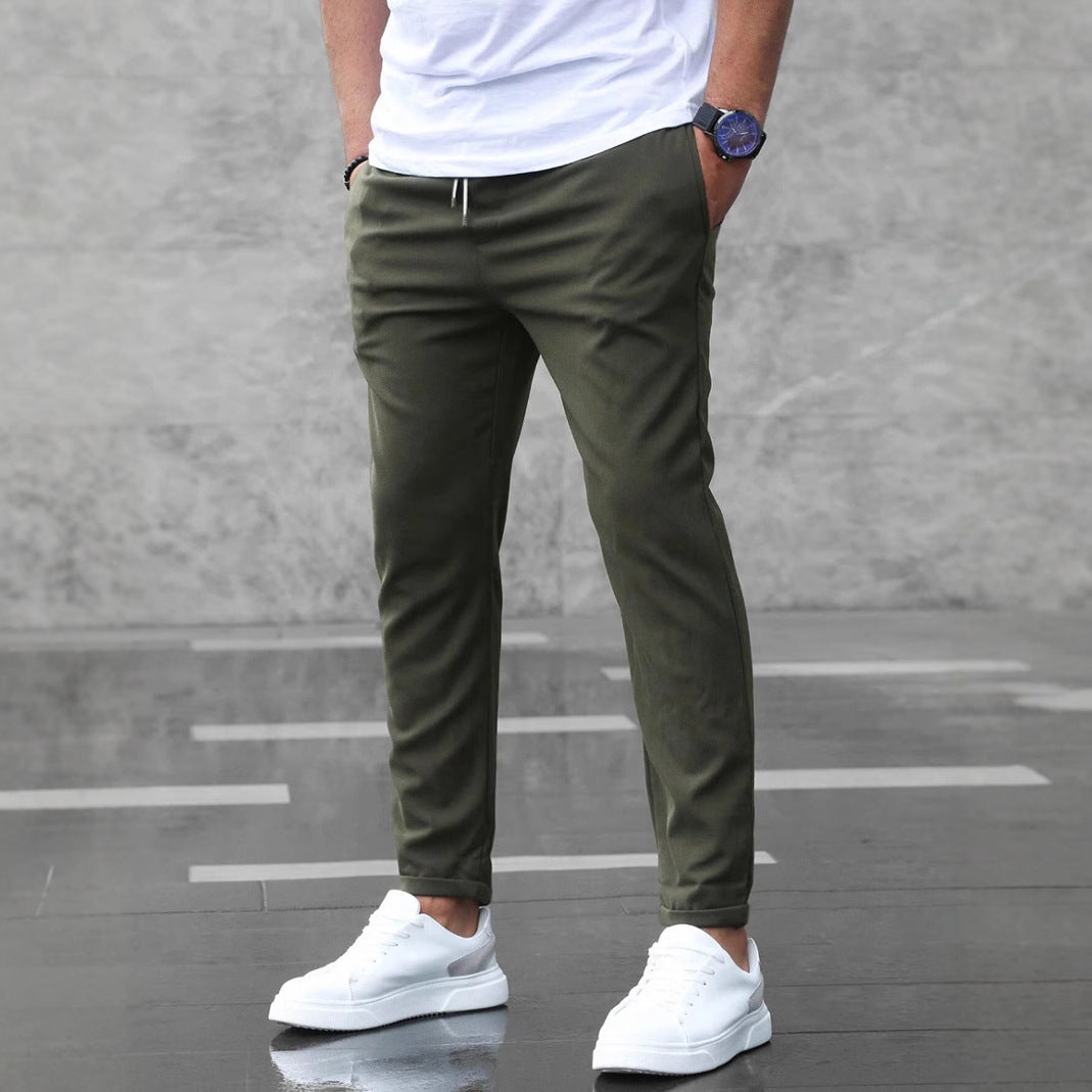 Loom & Soul™ Men’s Slim Fit Drawstring Pants – Casual Mid-Waist Trousers with Pockets