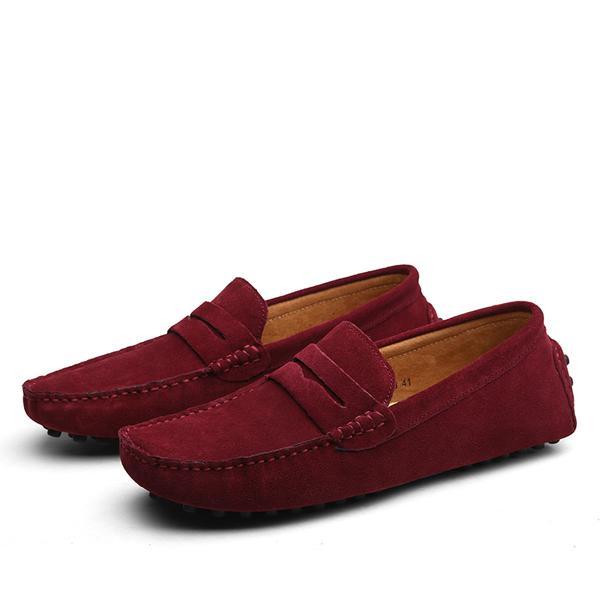 Loom & Soul Men’s Casual Leather Shoes – Genuine Cowhide Upper, Pigskin Lining, Anti-Skid Rubber Sole, Round Toe Slip-On Comfort