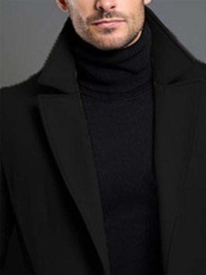 Men’s Classic Lapel Coat – Single Breasted Winter Jacket