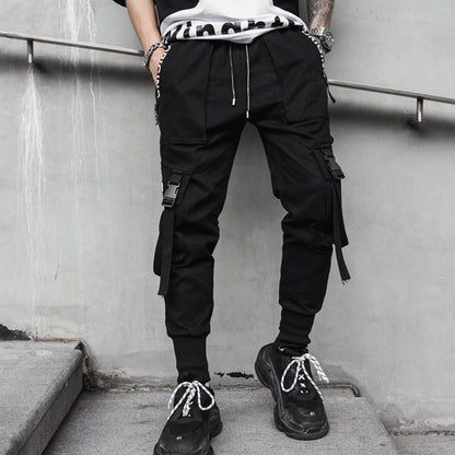 Loom & Soul Men’s Hip Hop Casual Pants – Streetwear Cone Fit Overalls with Mid-Waist Design for Youth Style