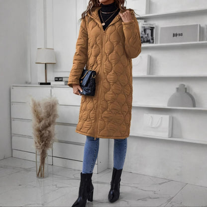 Veste zippée à capuche pour femme – Manteau décontracté en coton matelassé épais