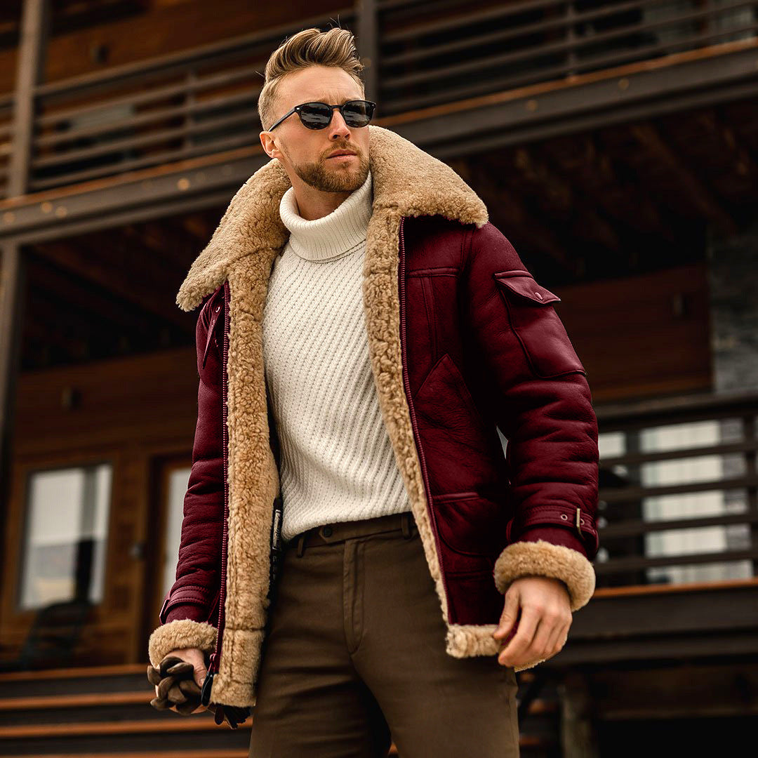 Chaqueta polar militar de hombre Loom & Soul™ – Abrigo táctico cálido de invierno con cuello de piel y diseño multibolsillo