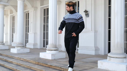 Men’s Geometric Turtleneck Sweater – Casual Knit Pullover for Fall & Winter