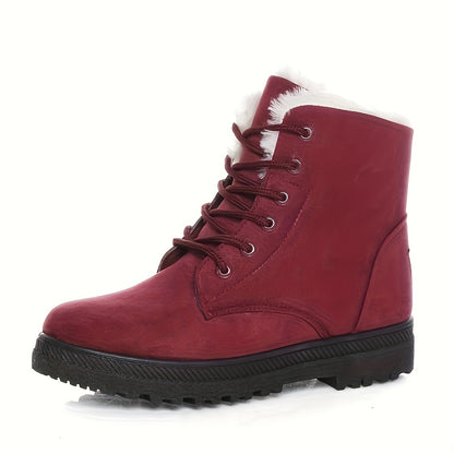 Bottes chaudes montantes pour femme – Chaussures d'hiver légères à lacets et plateforme