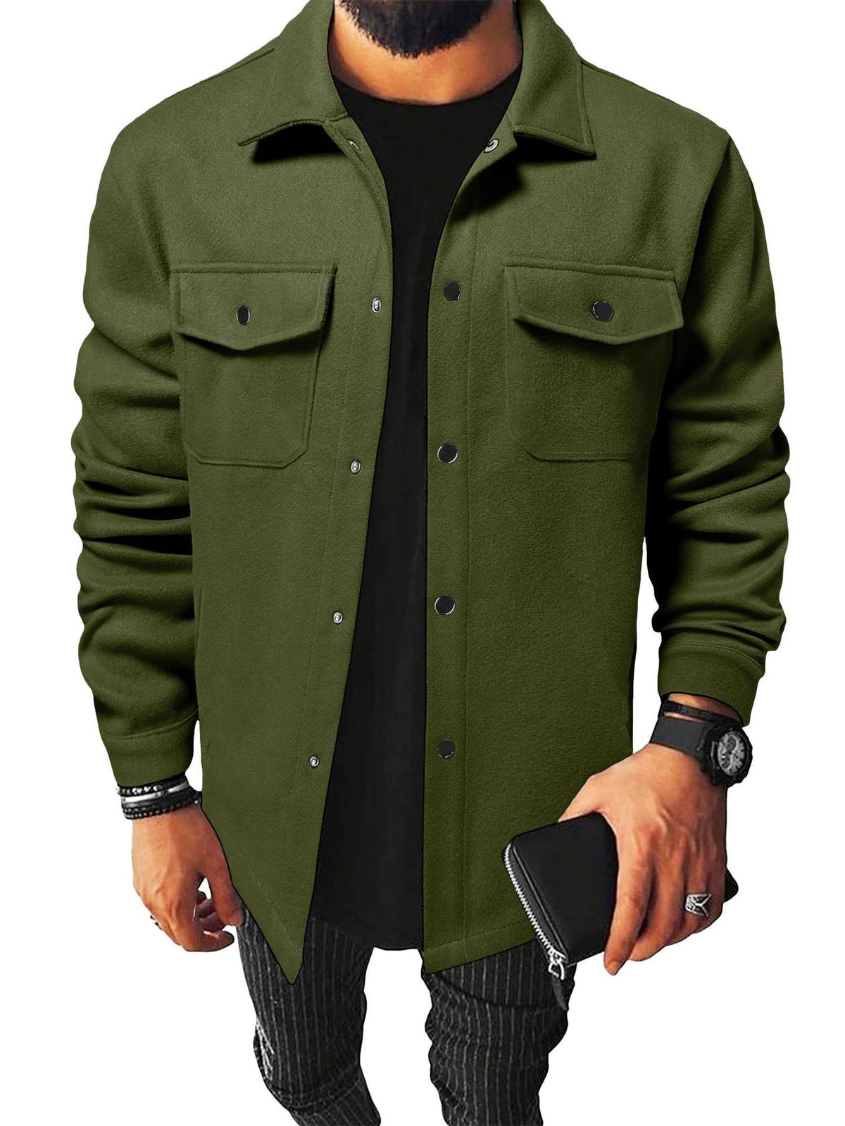 Loom & Soul Men’s Thick Casual Cardigan Shirt – British Style Long Sleeve