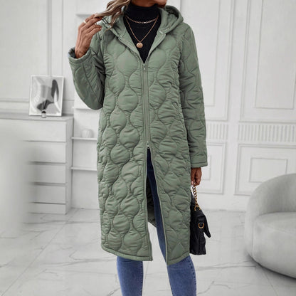 Veste zippée à capuche pour femme – Manteau décontracté en coton matelassé épais