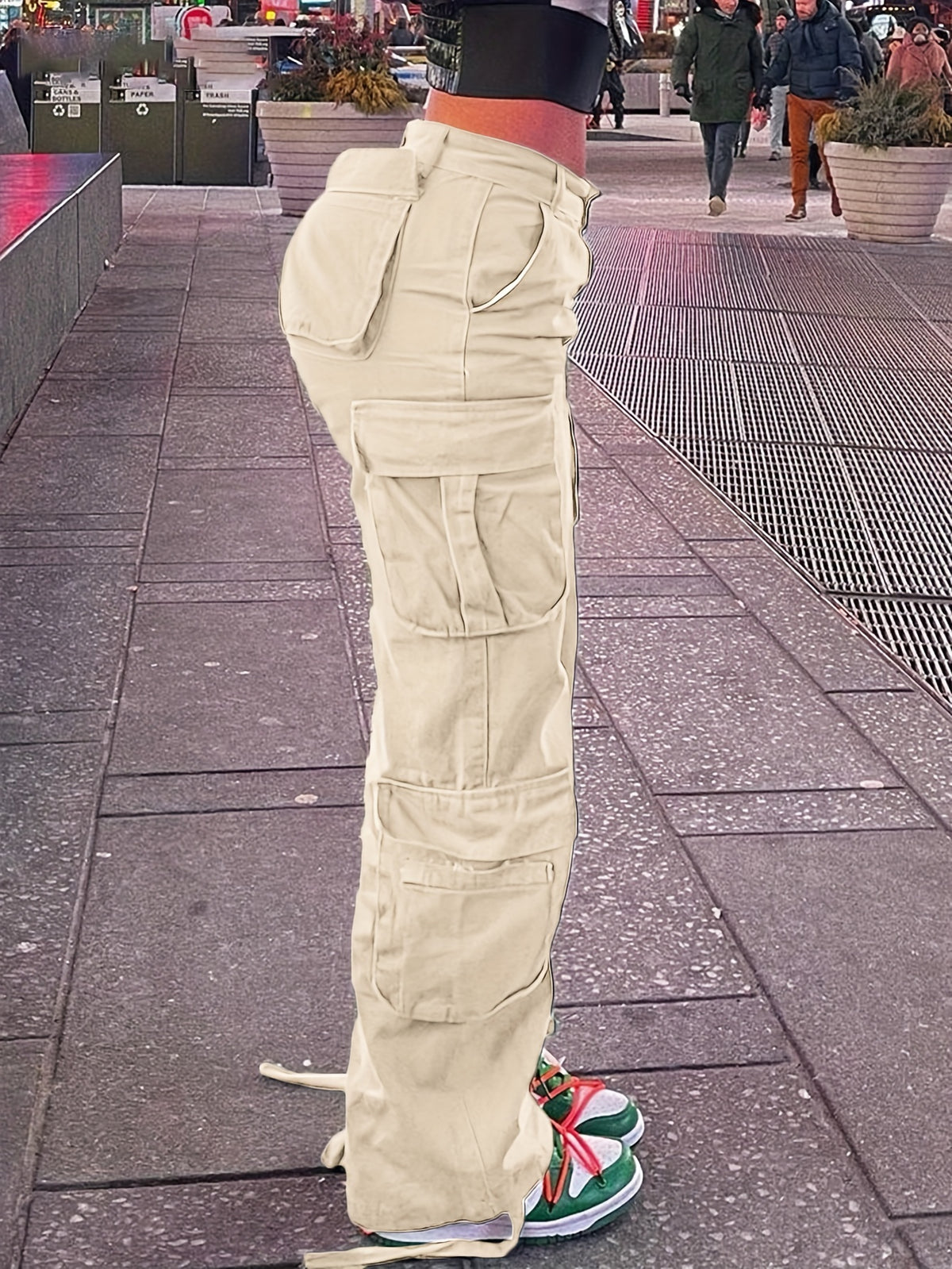 Pantalones cargo retro Y2K para mujer – Cintura alta, pierna ancha, estilo urbano