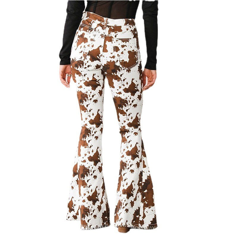 Jean évasé taille haute Loom & Soul™ – Pantalon en jean patte d'éléphant à franges pour femme