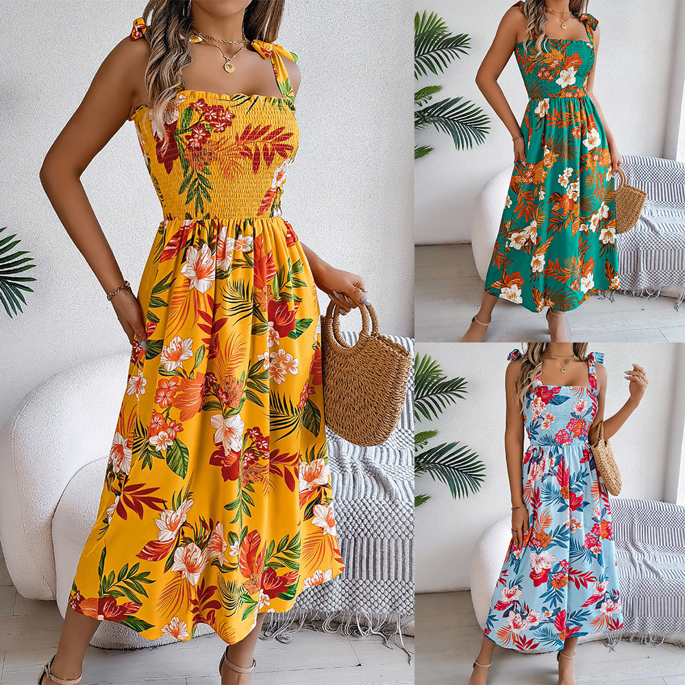Robe longue corset florale Loom & Soul™ – Robe de plage sans manches taille haute pour femme