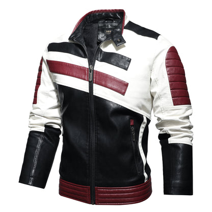 Blouson de moto en cuir pour homme – Coupe ajustée à col montant style aviateur