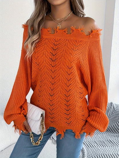 Pull tricoté femme épaules dénudées – Chic pour l'automne/hiver