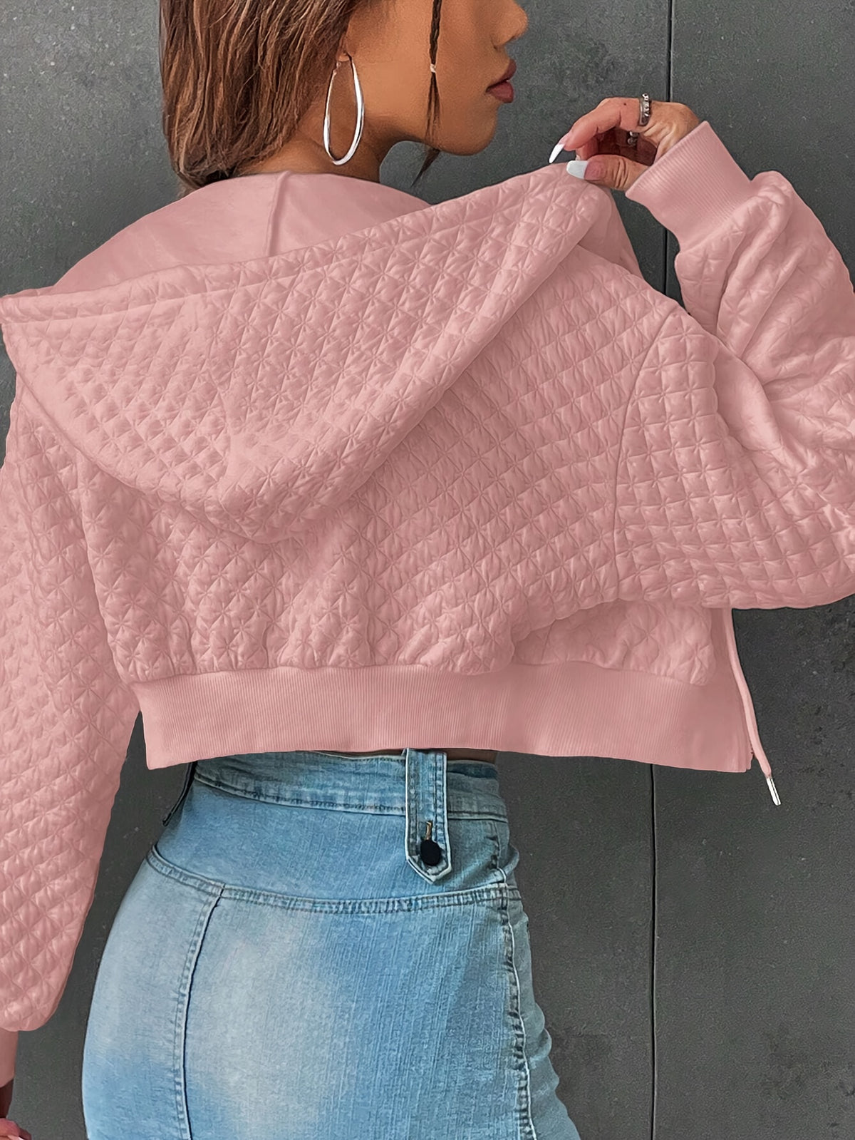 Sweat à capuche élégant à lettres pour femme – Pull court de rue rouge et noir