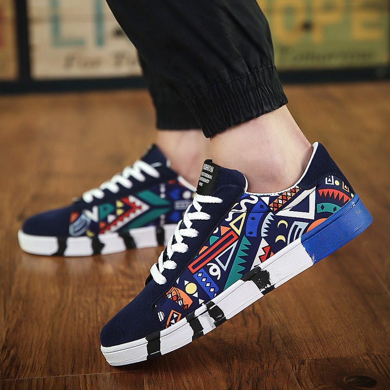 Loom & Soul™ Men’s Trendy Canvas Sneakers – Suede Stitching Lace-Up Casual Shoes with Rubber Sole