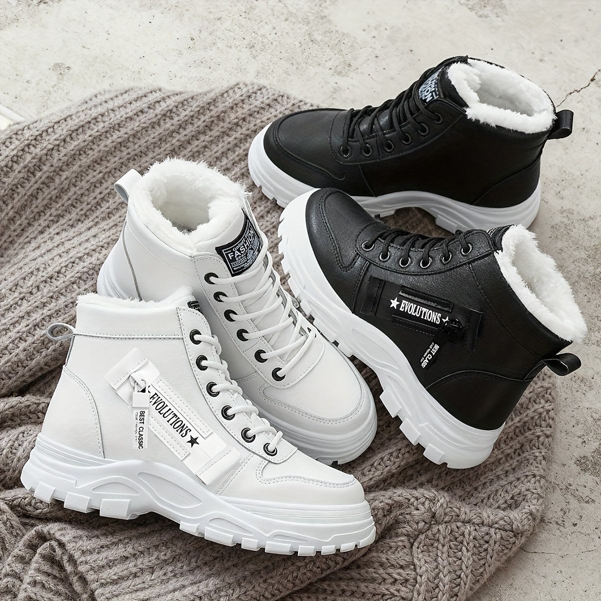 Women’s Winter Platform Boots – Non-Slip Lace-Up Warm Casual Winter Shoes