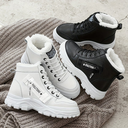 Women’s Winter Platform Boots – Non-Slip Lace-Up Warm Casual Winter Shoes