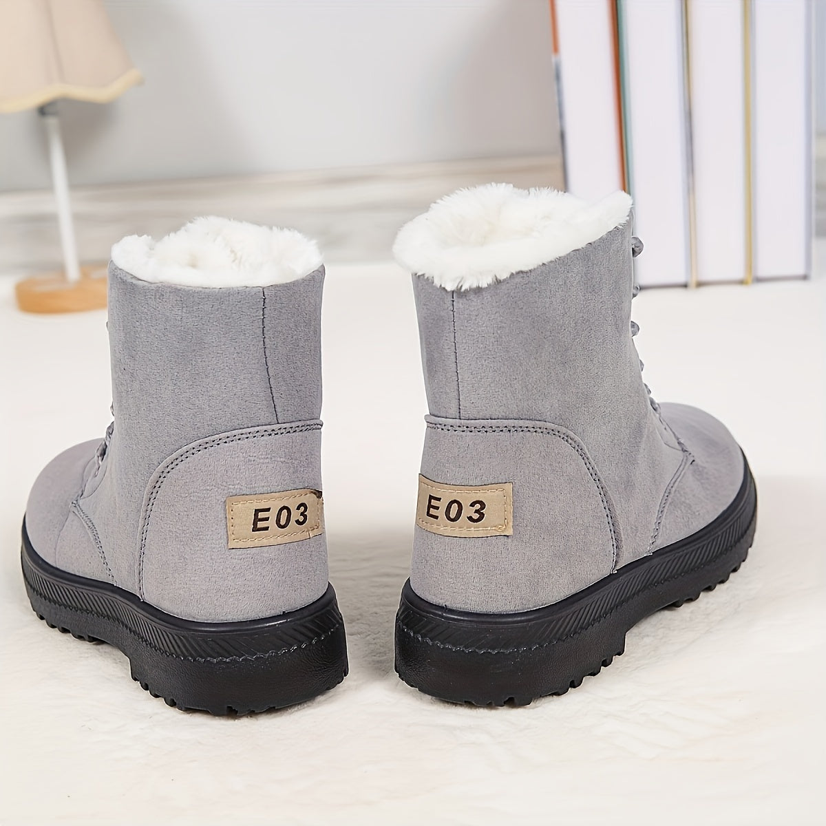 Bottes chaudes montantes pour femme – Chaussures d'hiver légères à lacets et plateforme