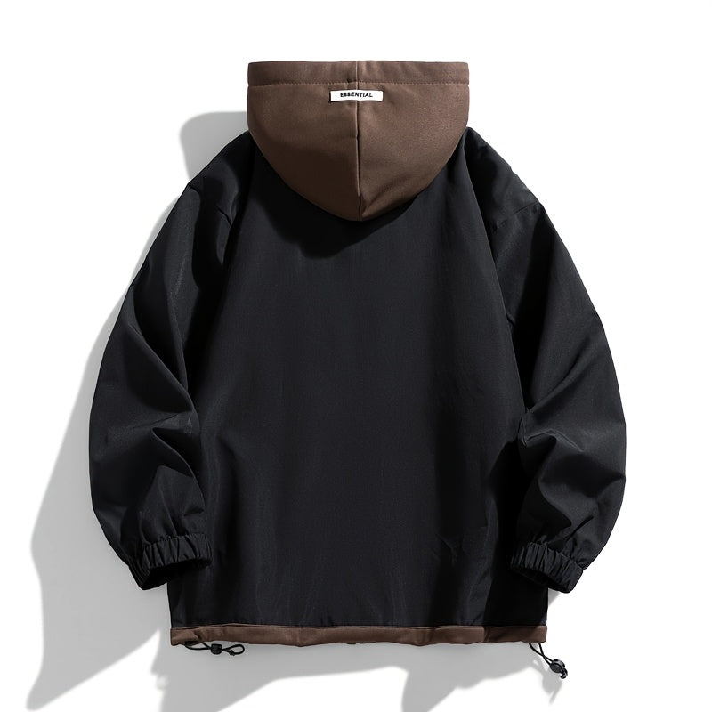 Veste zippée color block Loom & Soul pour homme – Coupe-vent léger à capuche