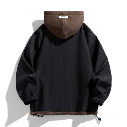 Veste zippée color block Loom & Soul pour homme – Coupe-vent léger à capuche