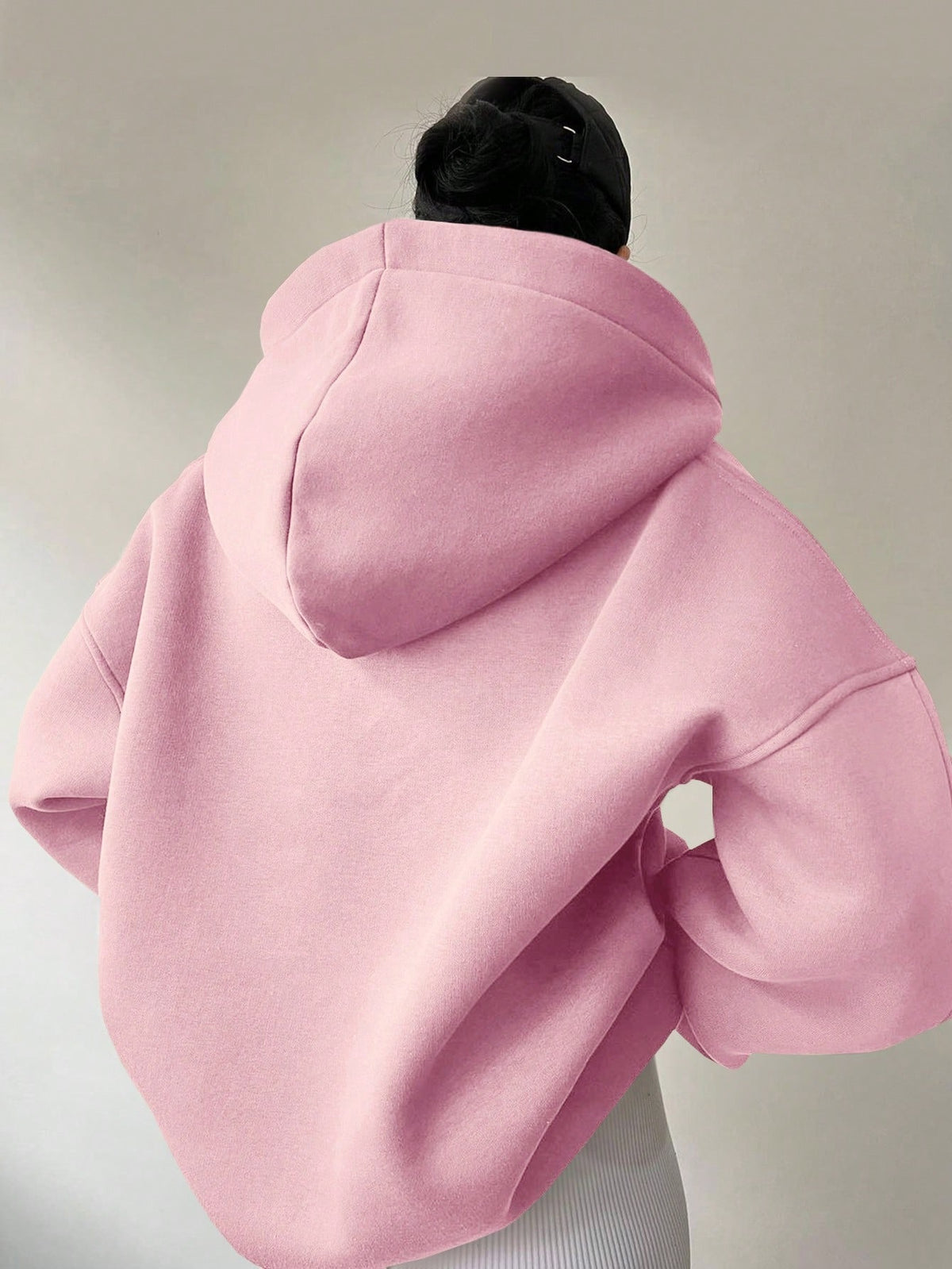 Sudadera con capucha de color liso para mujer – Sudadera holgada de manga larga