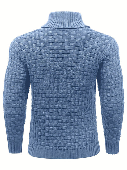 Pull en tricot gaufré pour homme – Grande élasticité avec col à revers