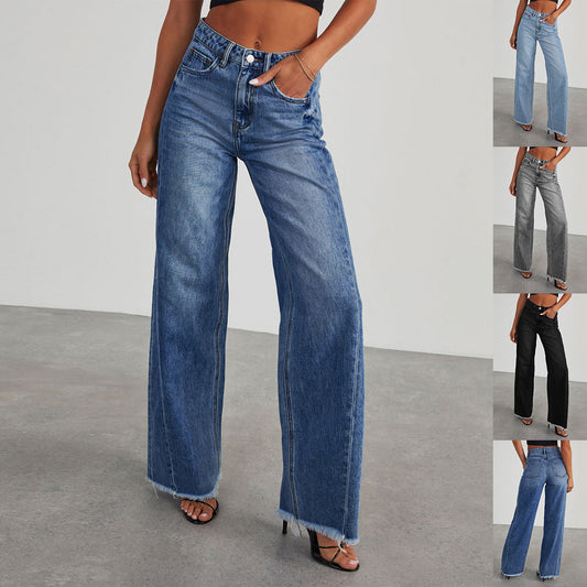 Loom & Soul™ High-Waist Straight Jeans – Women’s Slim Fit Wide-Leg Denim Pants