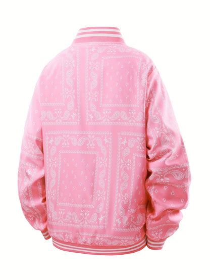 Men’s Paisley Bomber Jacket – Vintage Stand Collar Casual Outerwear