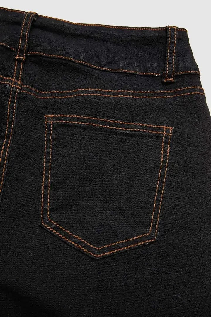 Women’s High-Rise Bootcut Jeans – Tummy Control Double-Button Denim