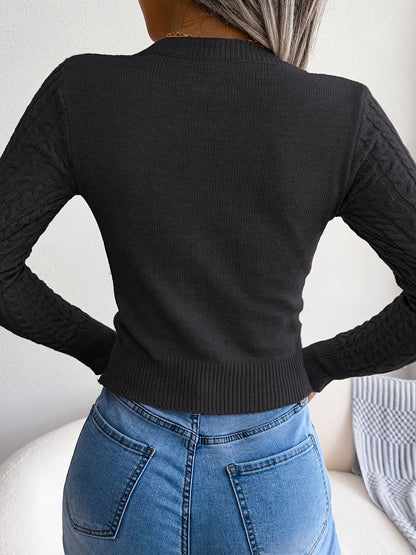Women’s Hollow-Out Knit Sweater – Sexy Slim-Fit Pullover Top