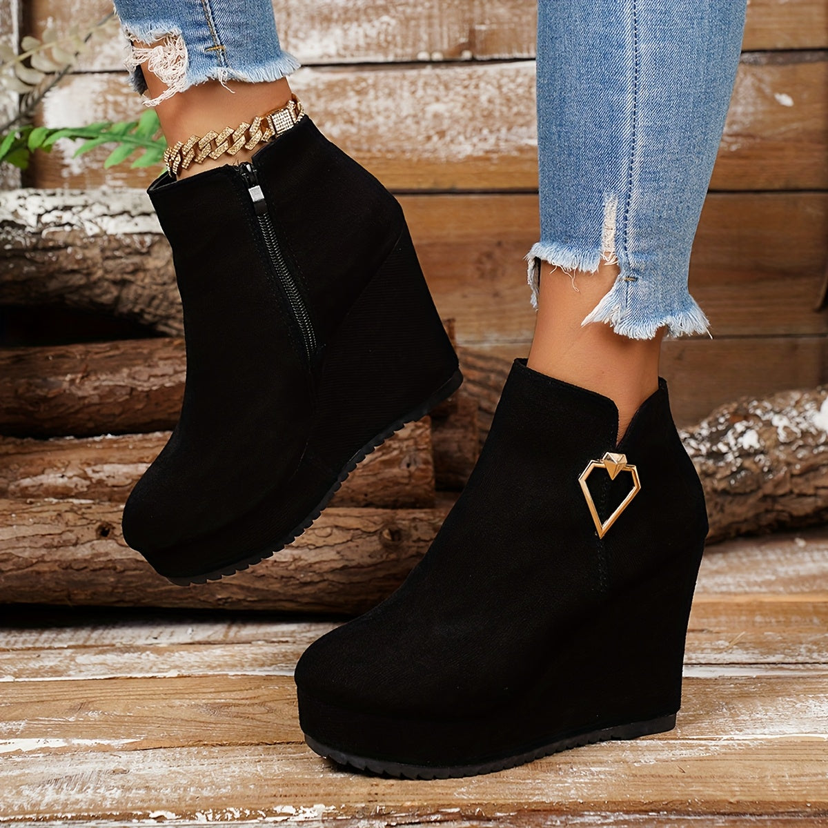 Botines de plataforma gruesa para mujer – Botas de moda con cremallera atrevida