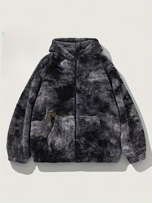 Loom & Soul Men’s Tie-Dye Fleece Jacket – Soft Plush Warm Hooded Outerwear