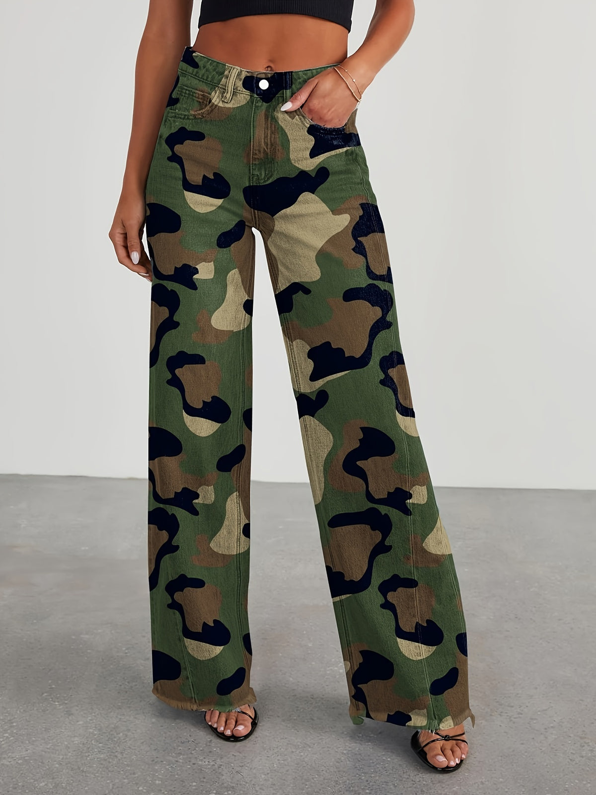 Jean taille haute ample pour femme – Denim décontracté extensible