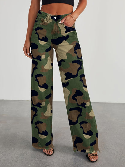 Jean taille haute ample pour femme – Denim décontracté extensible