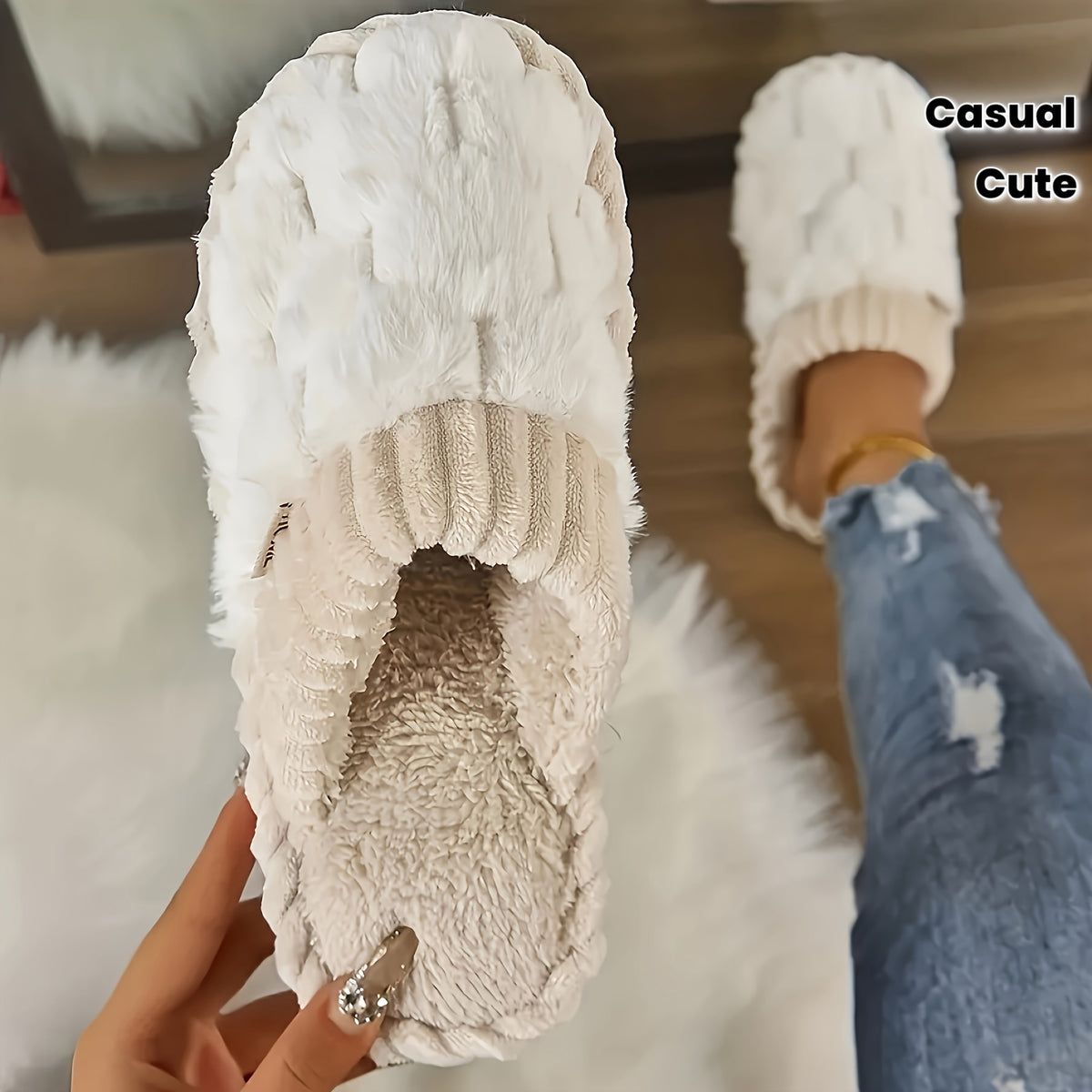 Pantoufles doublées de luxe pour femme – Confort intérieur et extérieur facile à enfiler
