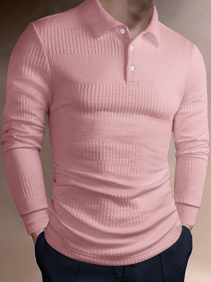 Men’s Summer Jacquard Lapel Shirt – Slim Fit Short Sleeve Polo