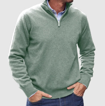 Loom & Soul™ Men’s Stand Collar Sweater – Slim-Fit Winter Knit Pullover with Zipper Neck