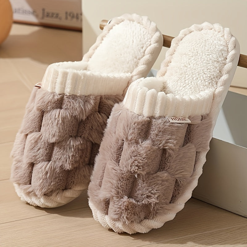 Pantoufles doublées de luxe pour femme – Confort intérieur et extérieur facile à enfiler