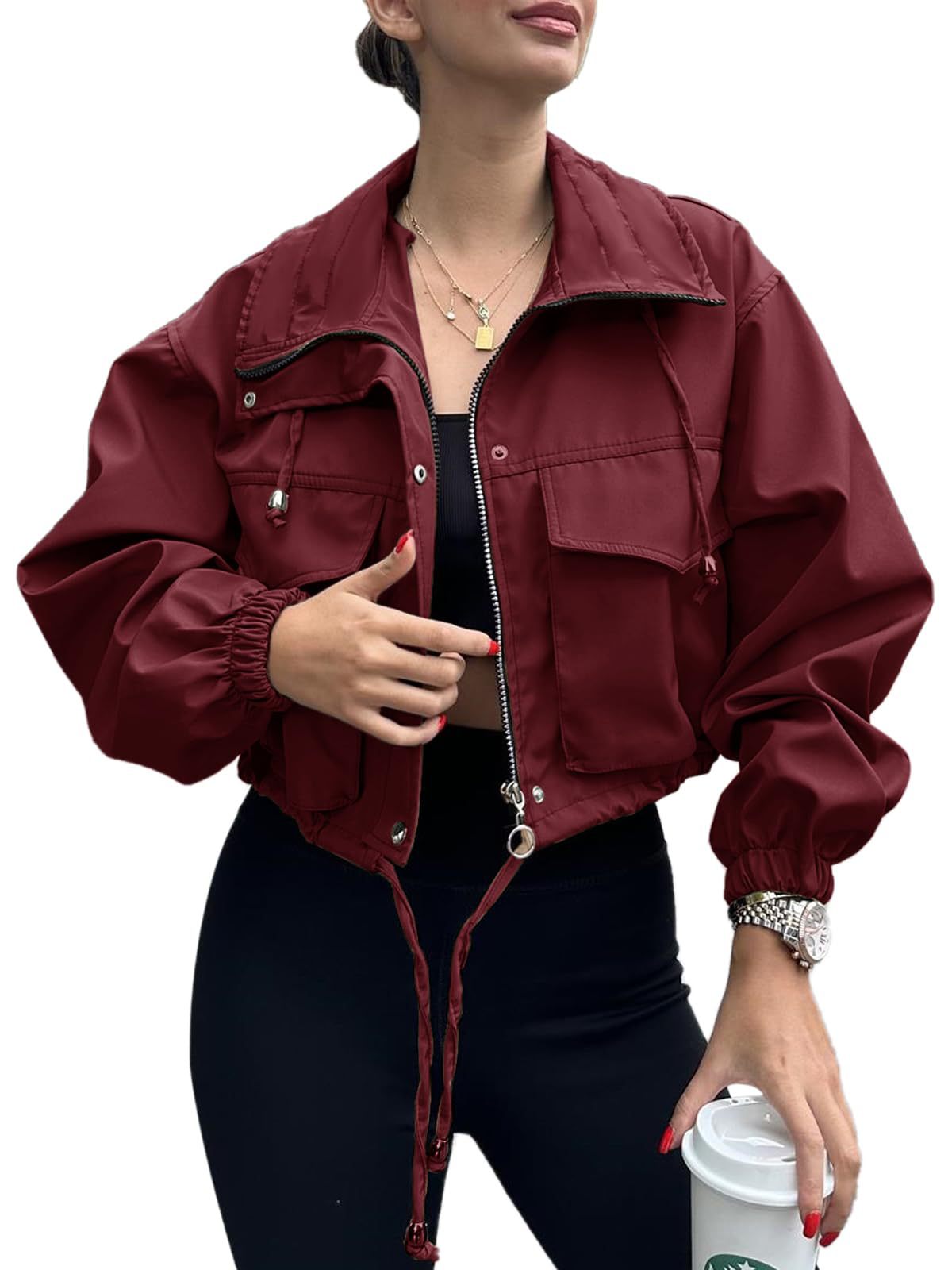 Trench court zippé pour femme – Style urbain uni