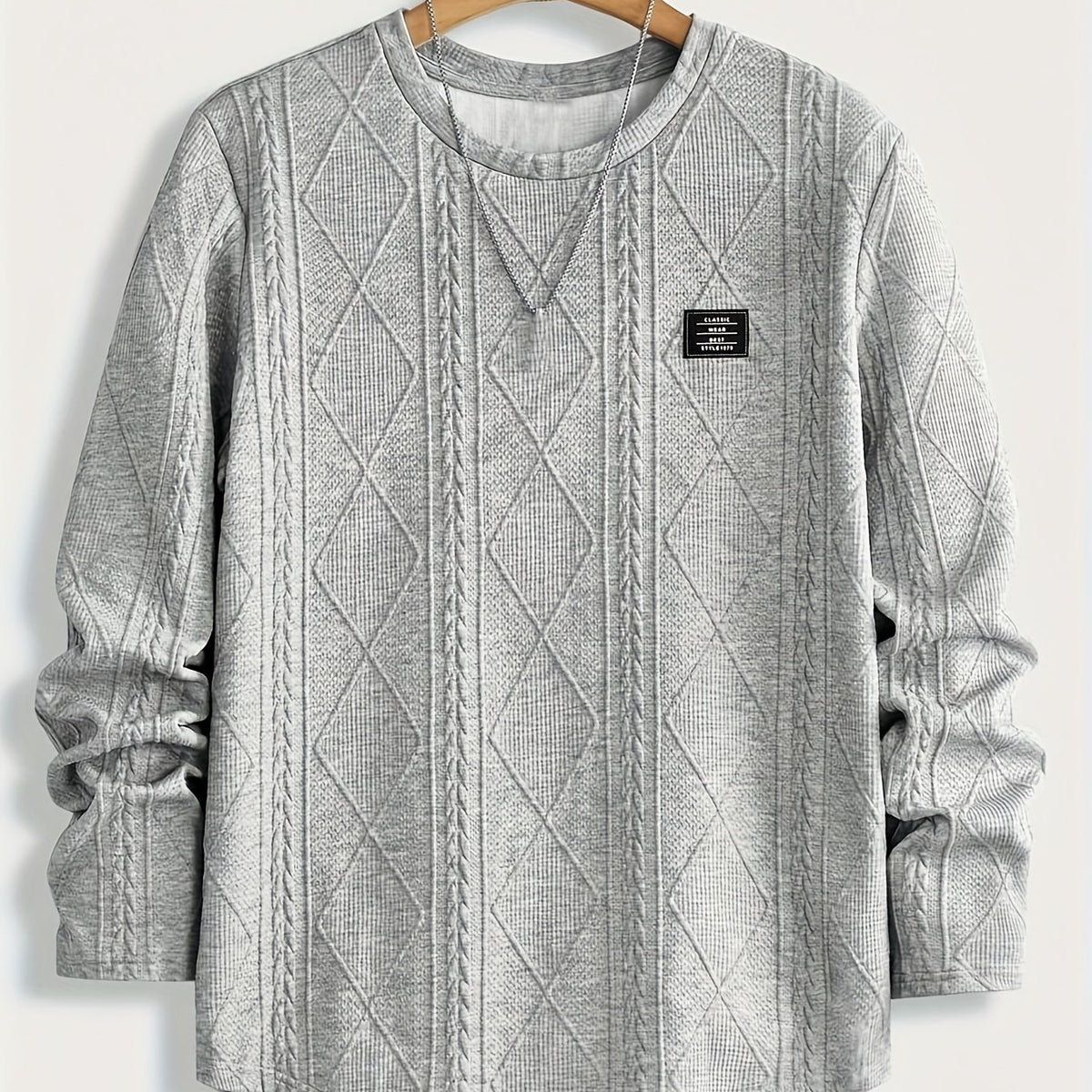 Sweat-shirt ras du cou géométrique pour homme – Pull décontracté à manches longues