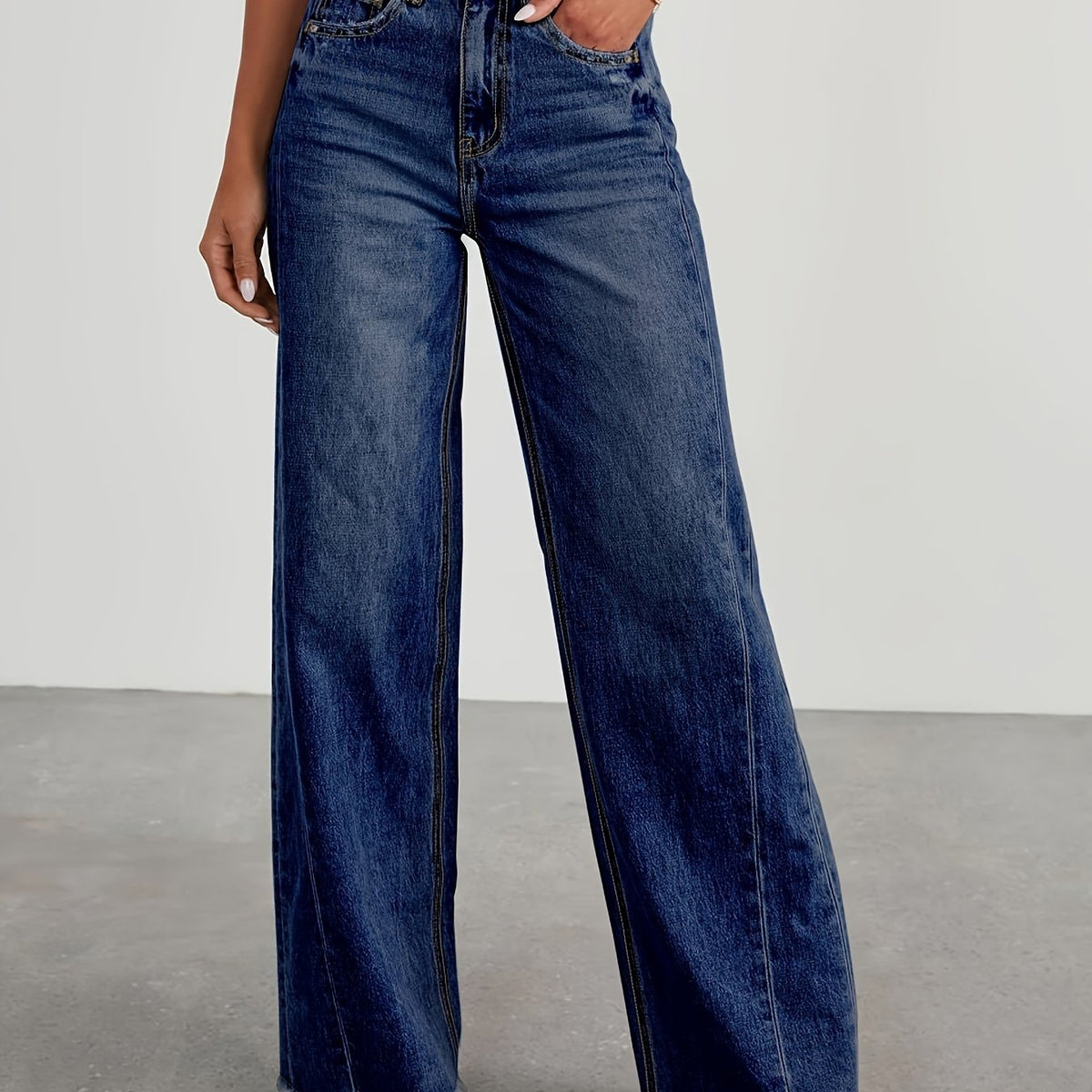 Jean taille haute ample pour femme – Denim décontracté extensible