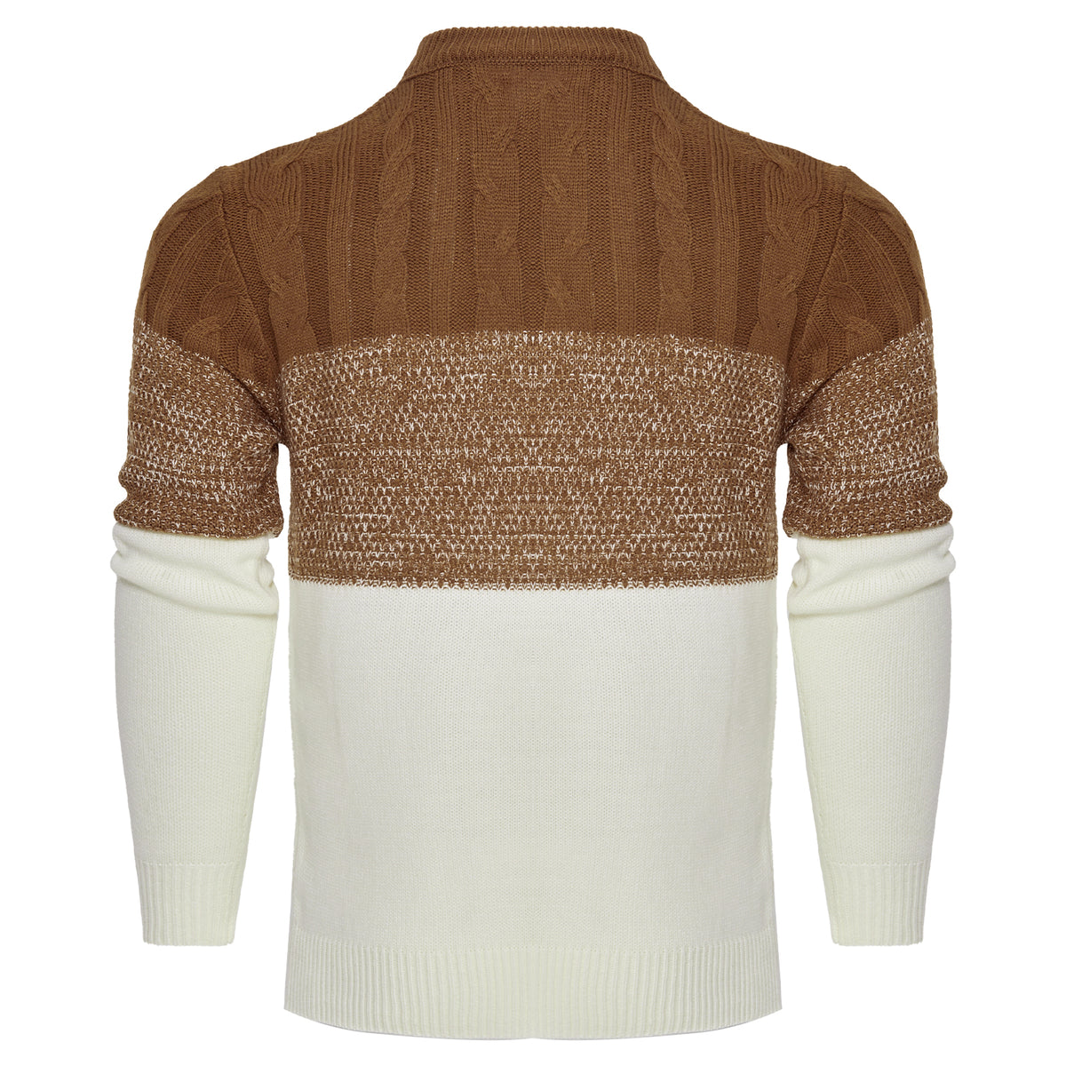 Suéter de punto trenzado a bloques de color para hombre – Jersey de manga larga