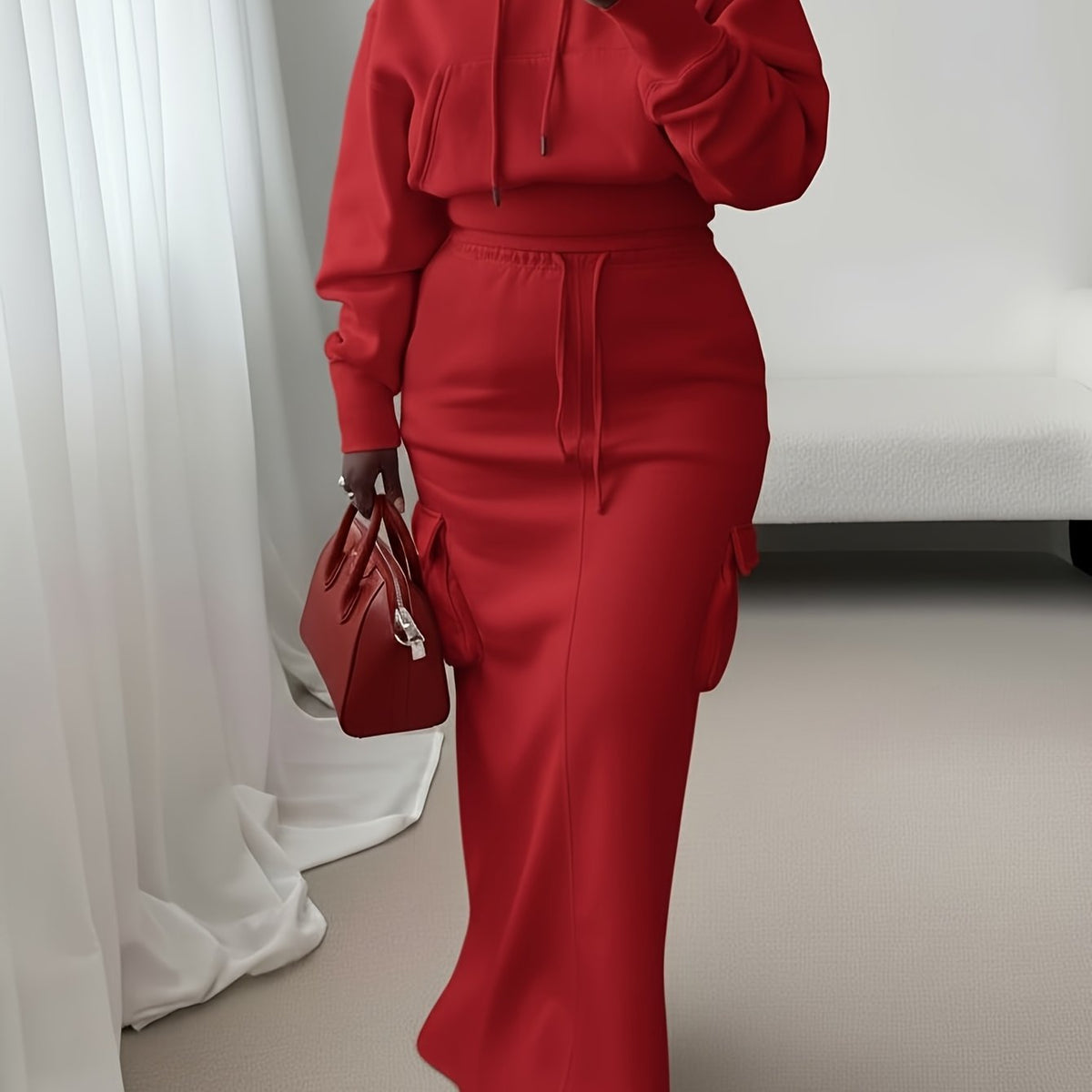 Ensemble 2 pièces à capuche – Style urbain utilitaire long